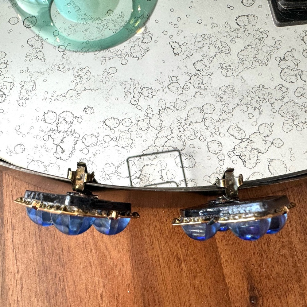 Vintage Hansen Designs Multi Color Gem Clip On Earrings - Picture 7 of 10